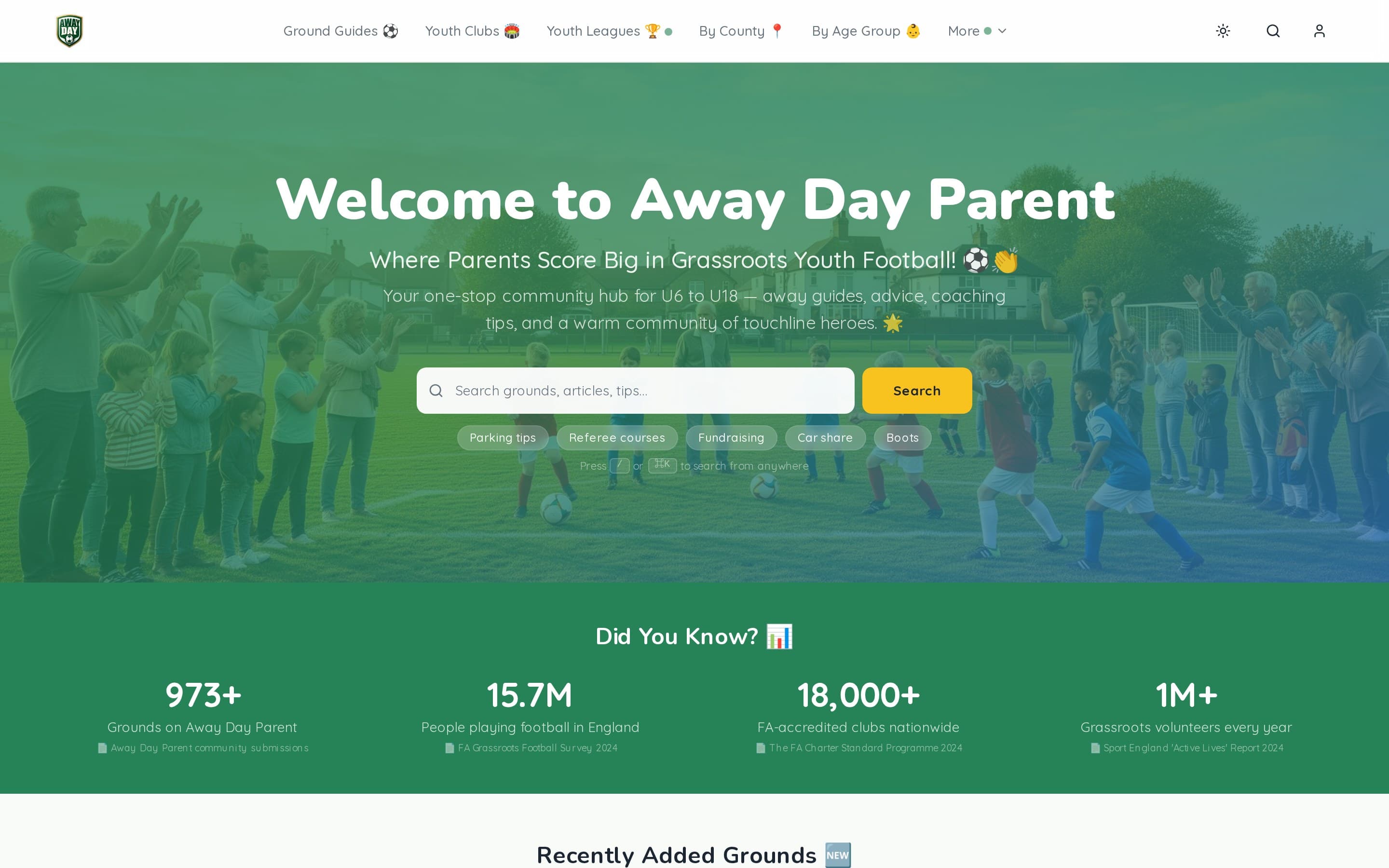 The Away Day Parent homepage