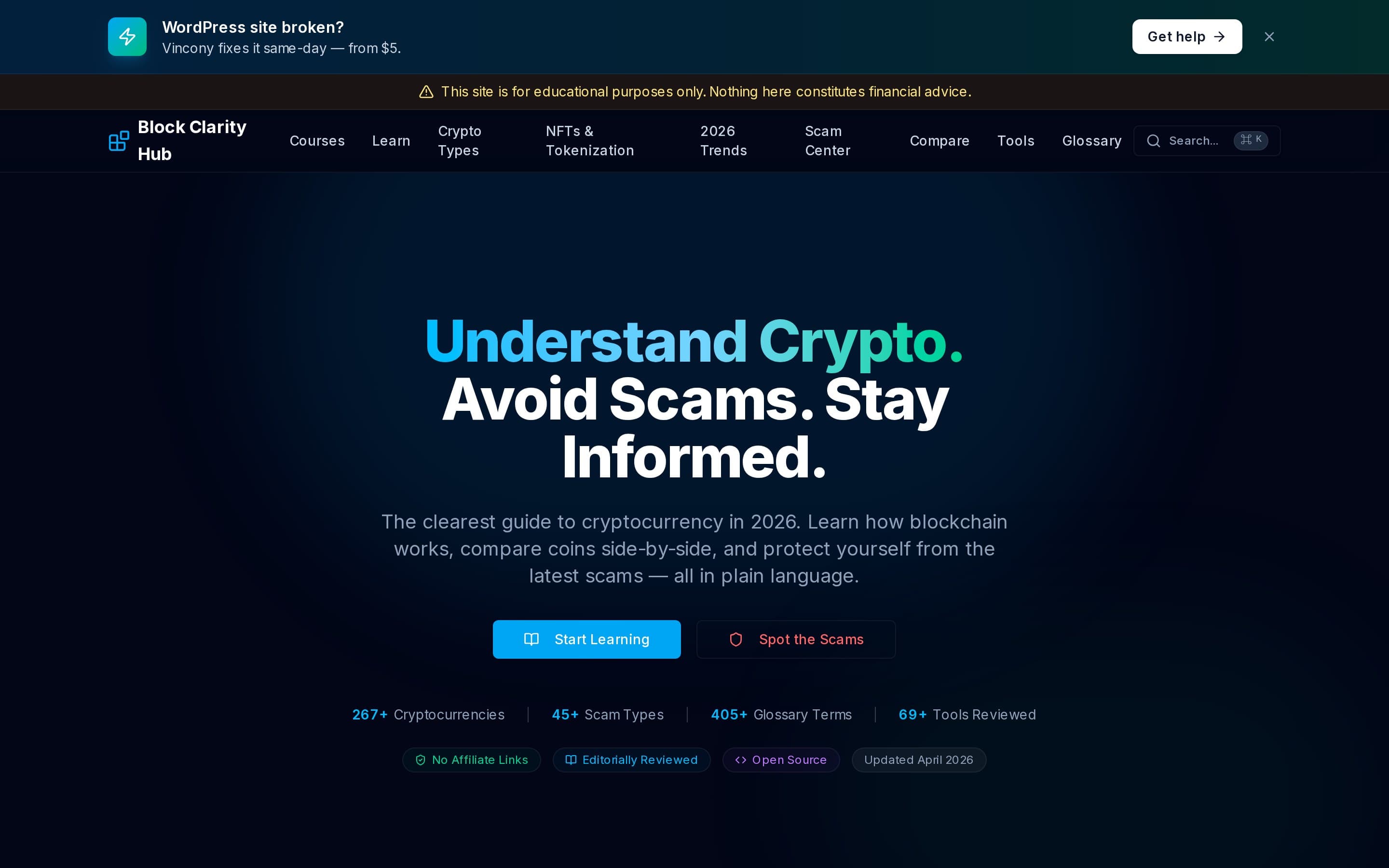 The Block Clarity Hub homepage