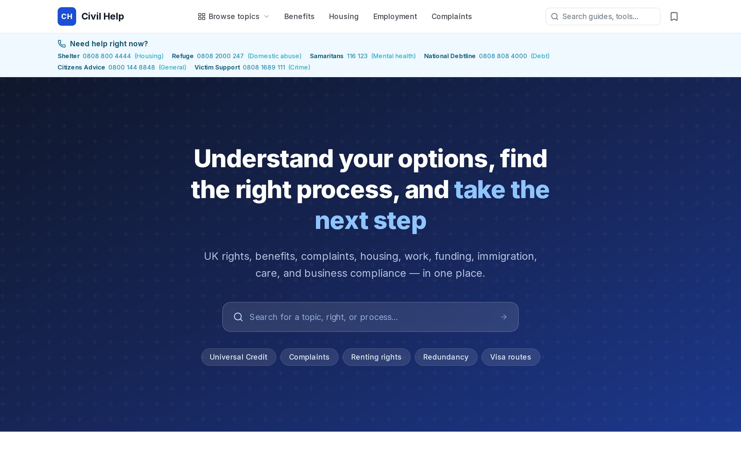 The Civil Help homepage