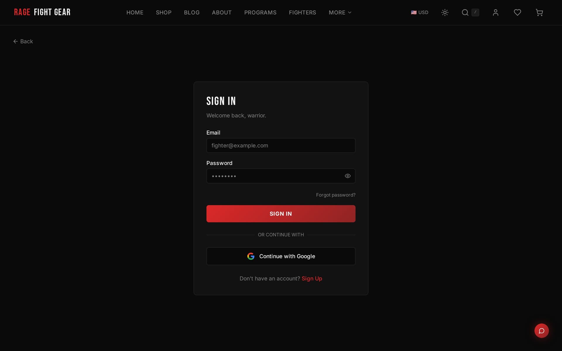 Rage Fight Gear website screenshot 2