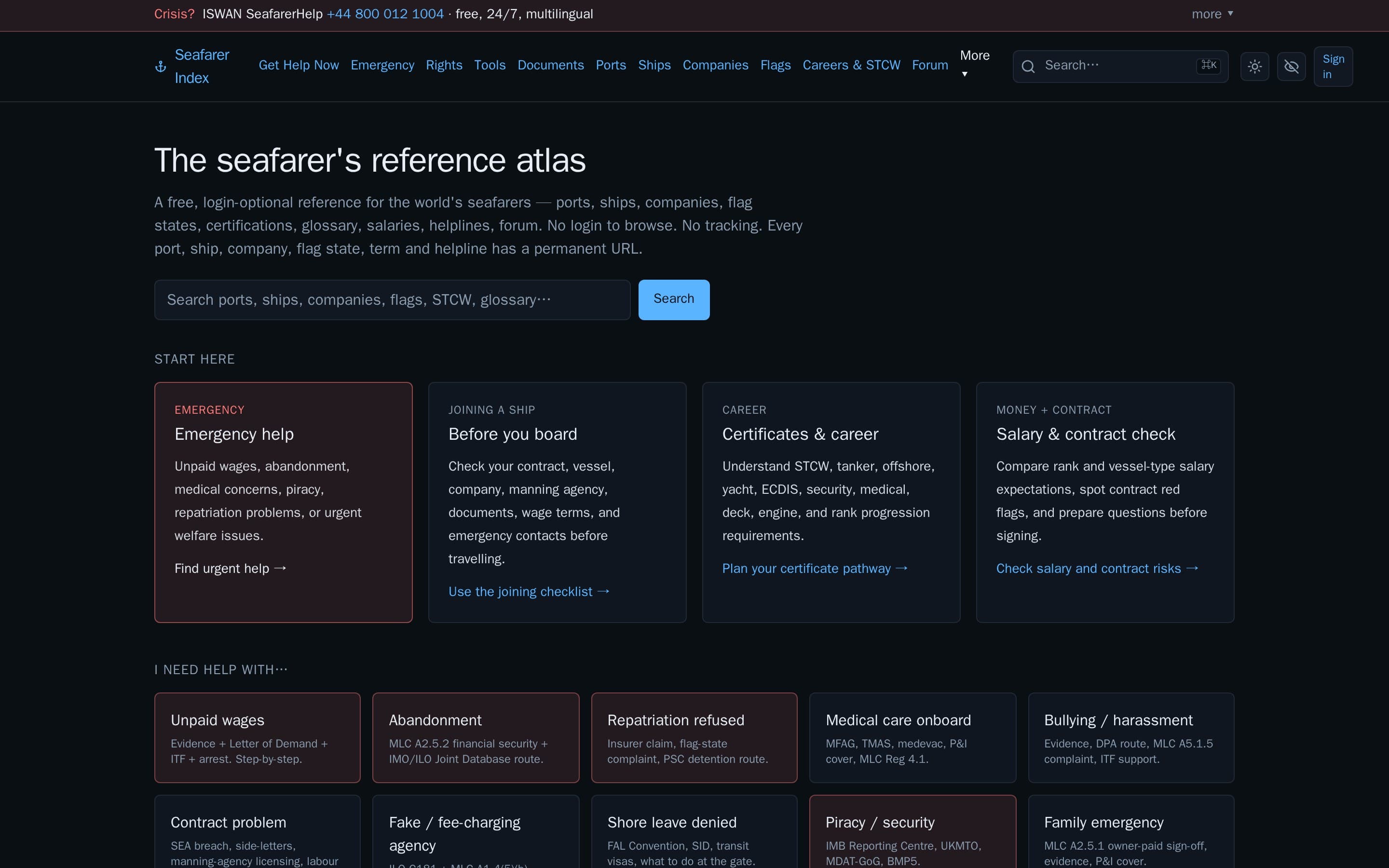 The Seafarer Index homepage