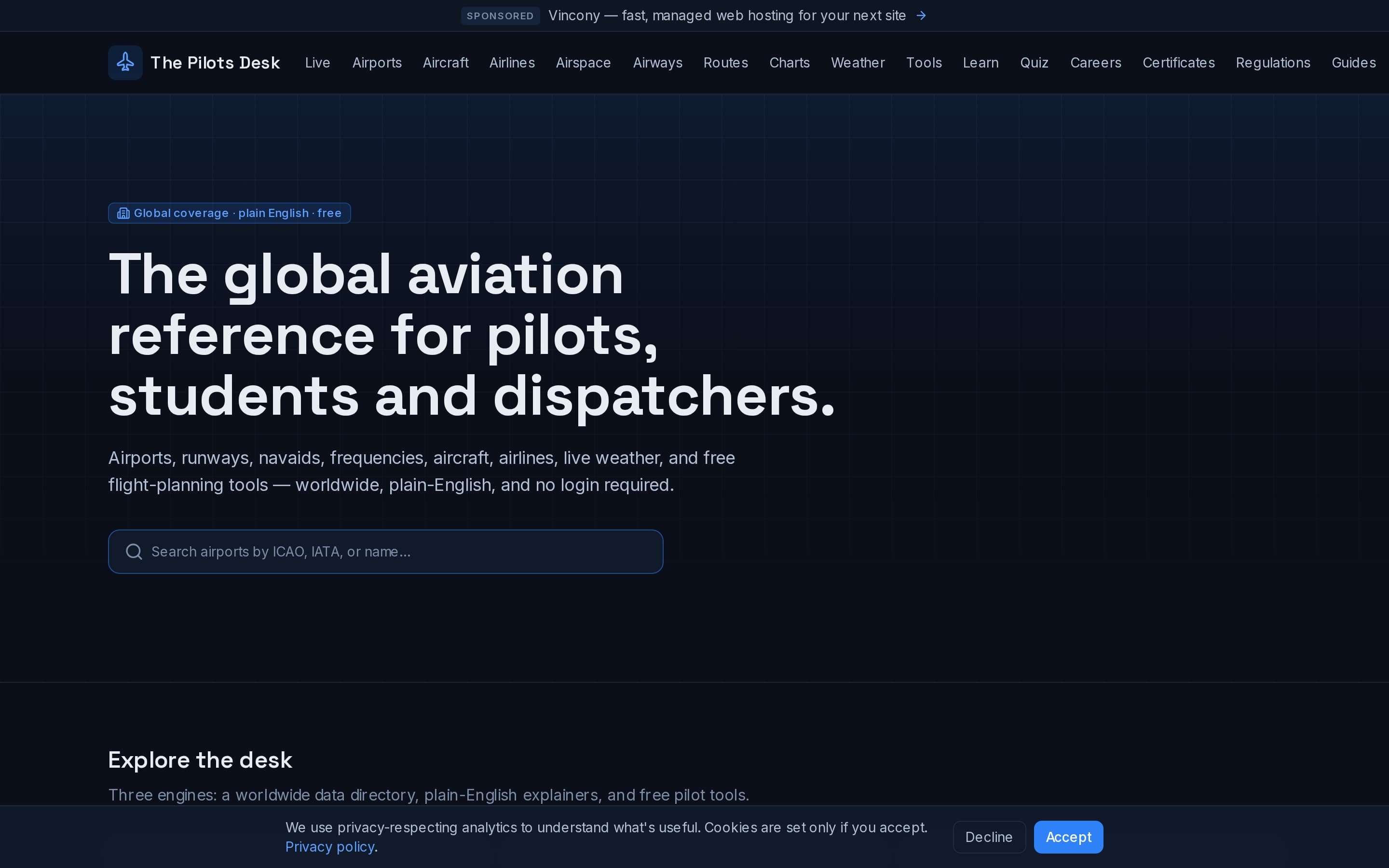 The The Pilot's Desk homepage