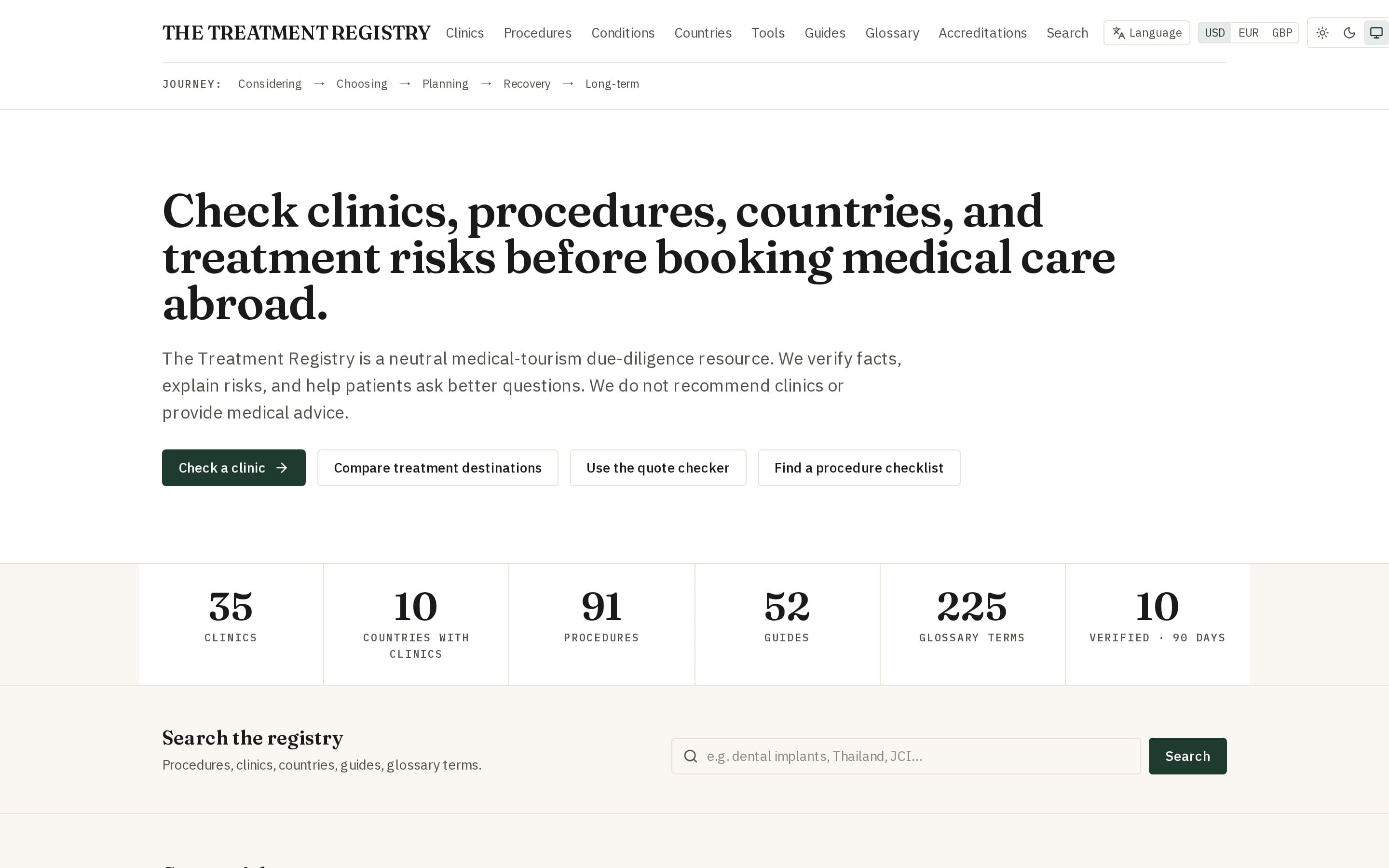 The The Treatment Registry homepage