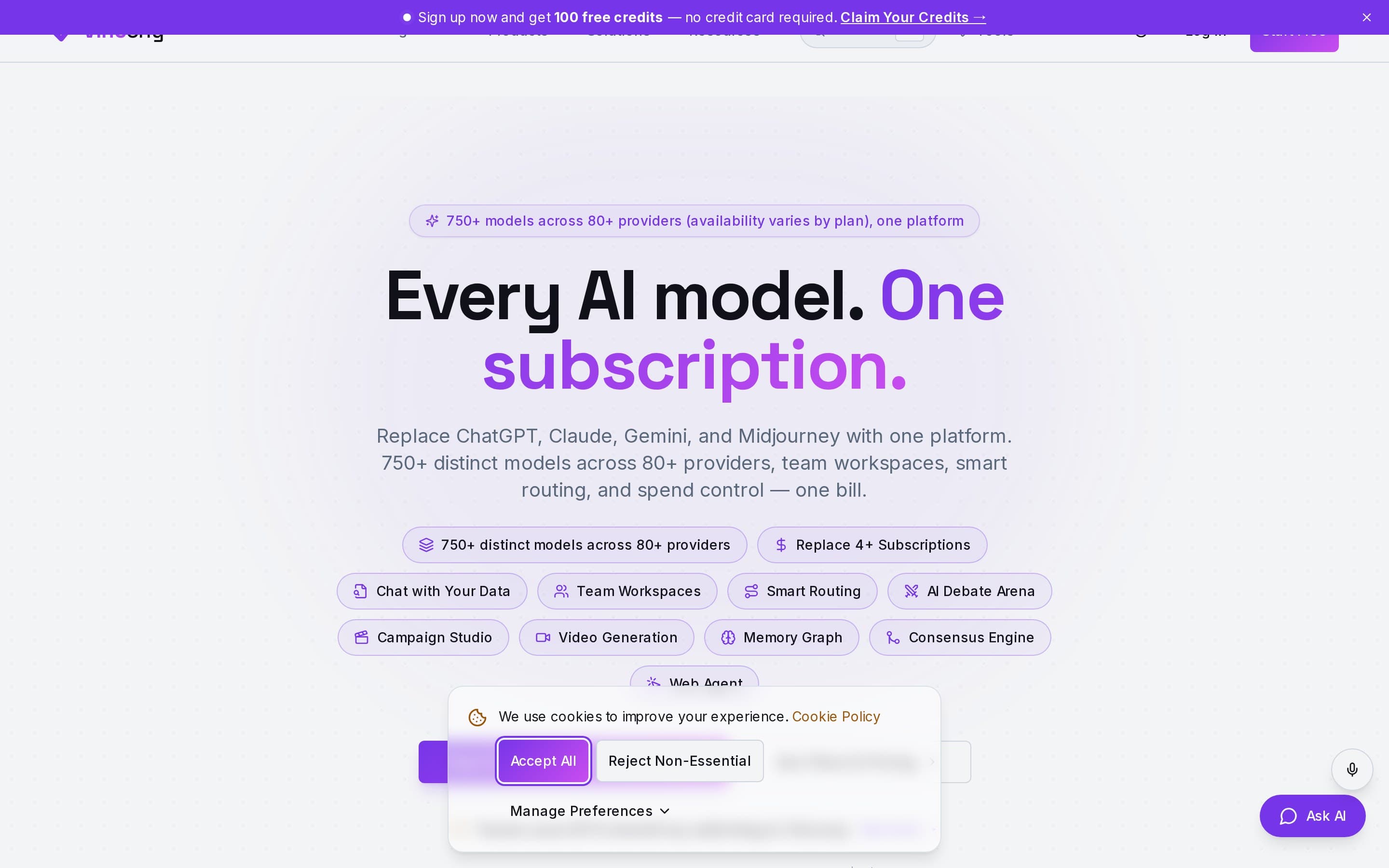 The Vincony homepage