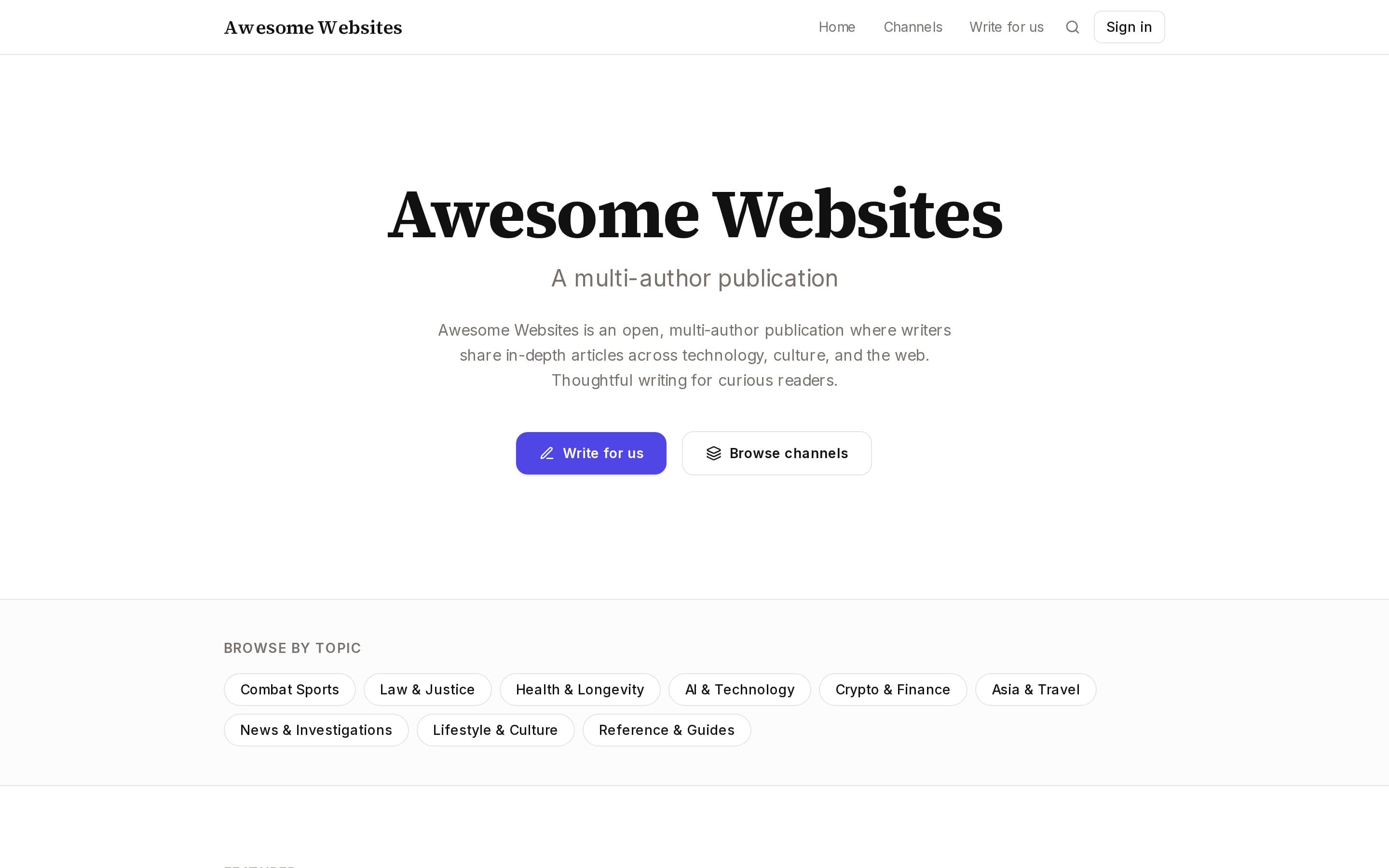 Screenshot of the Awesome Websites website — view 1 of 1