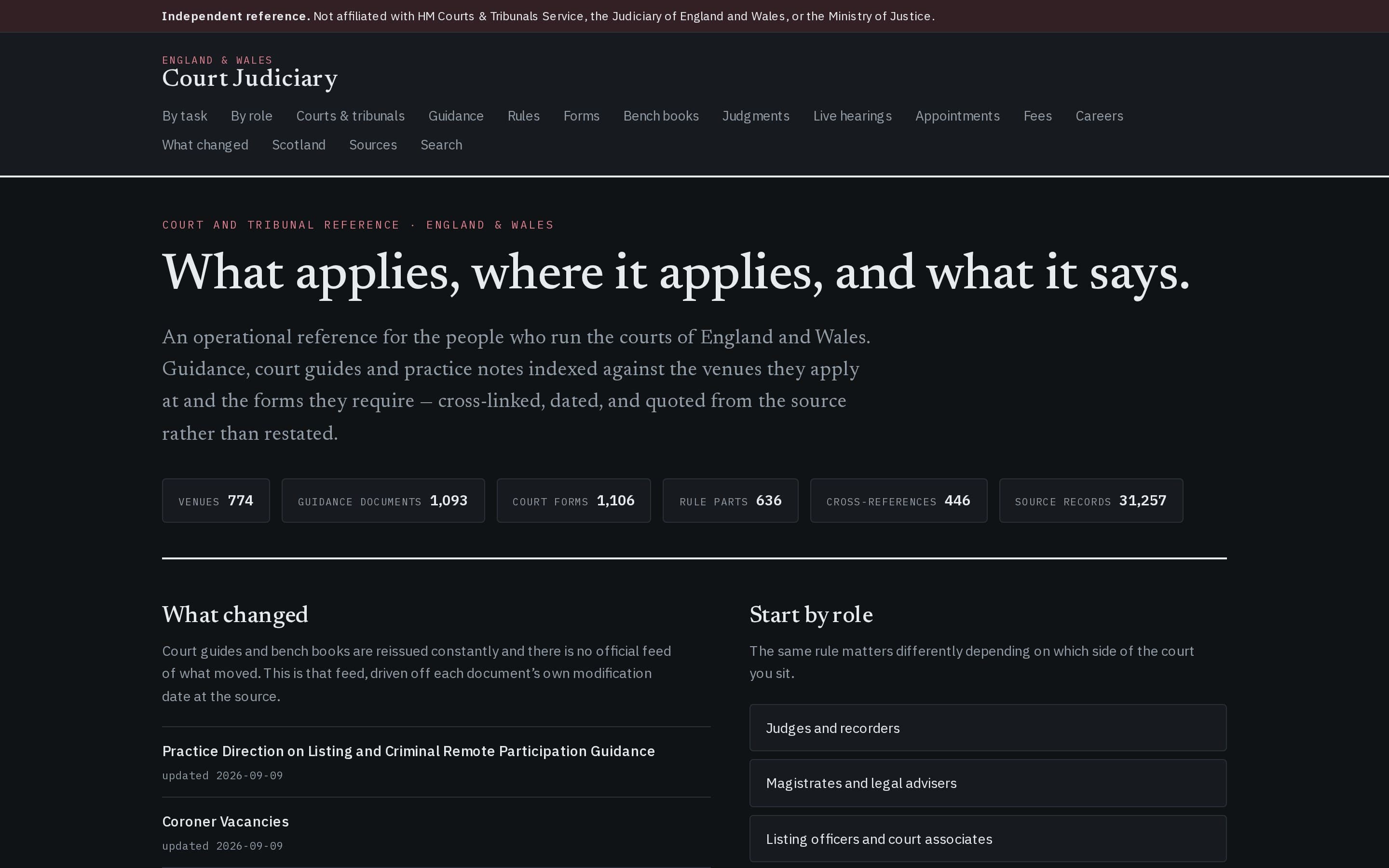 The Court Judiciary homepage
