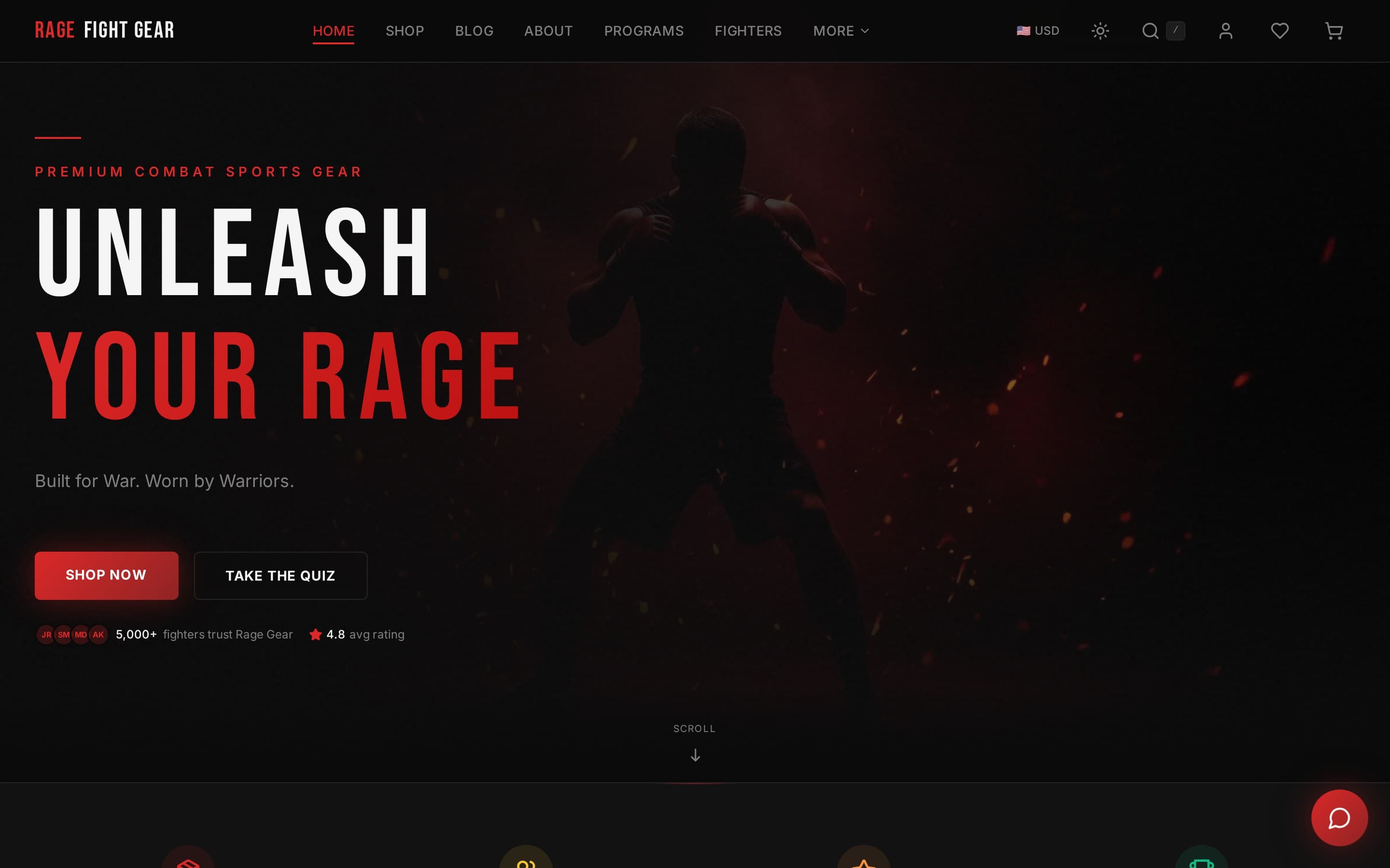 Screenshot of the Rage Fight Gear website — view 1 of 1